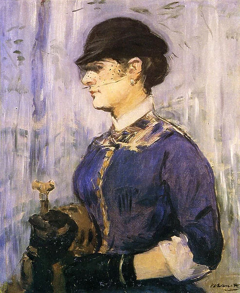 Young Woman with a Blue Top and Small Black Hat, 1877 (oil on canvas)