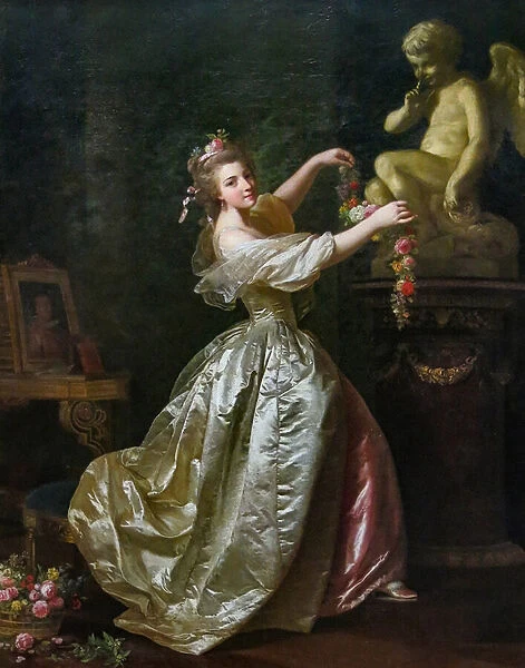 Young Woman decorating the Statue of Love, 1783 (oil on canvas)