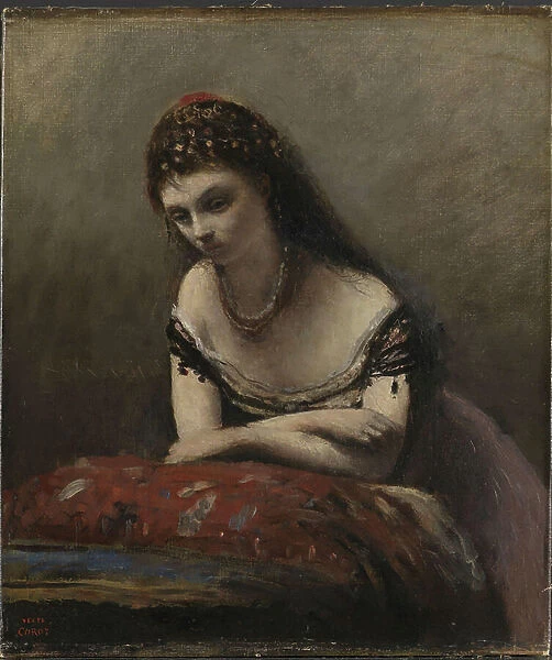 Young Woman Leaning on a Cushion, c. 1870-72 (oil on canvas)