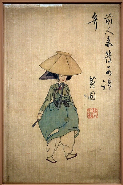 Young woman. Painting by Shin Yunbok (ca. 1758-1813), ink on paper, 18th century, Coreen art, Choson period (Joseon). National Museum of Korea, Seoul (South Korea)