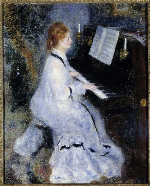 Young woman at the piano, 1875 (oil on canvas)