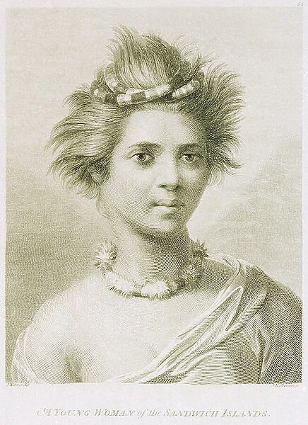 A young woman of the Sandwich Islands, 18th century (engraving)