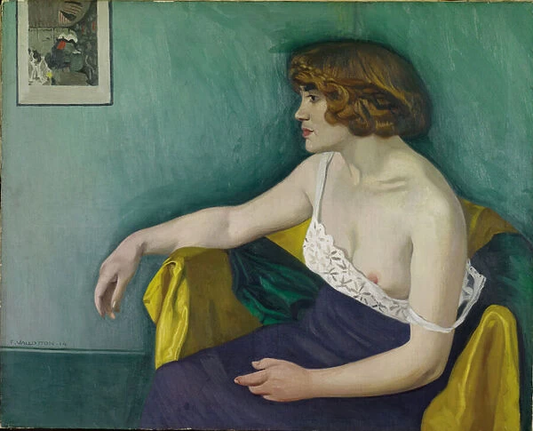 Young woman seated in profile, 1914 (oil on canvas)