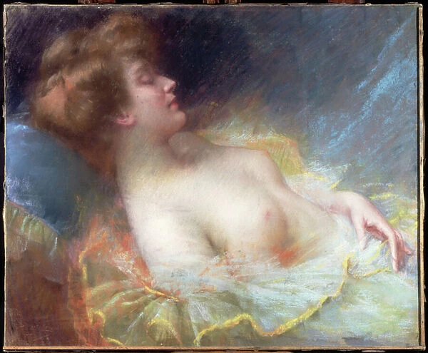 Young woman sleeping (pastel)
