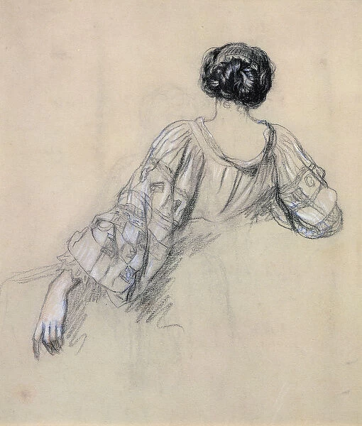 Back of a Young Woman (study for La Malaria ) (chalk on paper)