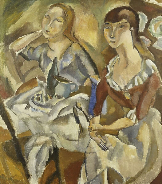 Young Women at a Table; Jeunes Filles Attablees (Recto), c. 1915-1919 (oil on canvas)