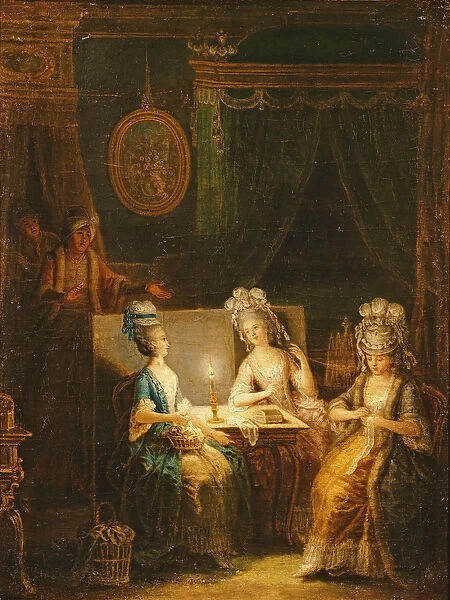 Zemire and Azor, Opera by Marmontel, 1788 (oil on canvas)