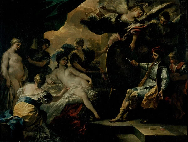 Zeuxis and the Maidens of Croton (oil on copper)