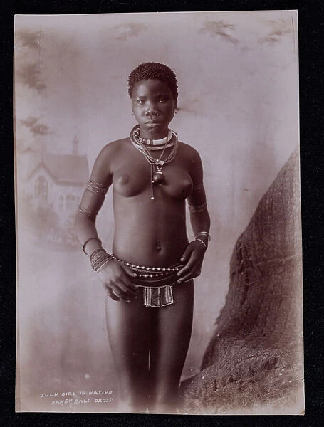 Zulu Girl in Native Fancy Ball Dress, c. 1895 (b  /  w photo)