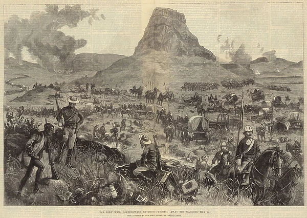 The Zulu War, Isandhlwana revisited, fetching away the Waggons, 21 May (engraving)