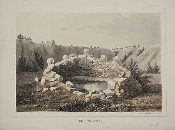 Zuni Sacred Spring, 1856 (lithograph)