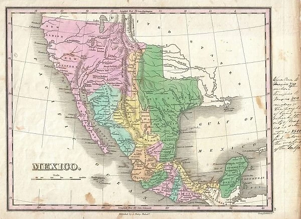 1827, Finley Map of Mexico, Upper California and Texas, Anthony Finley mapmaker of