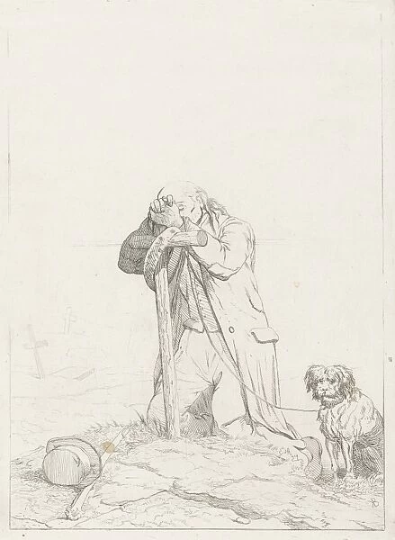 Beggar at a cemetery, Karel Frederik Bombled, 1832 - 1902