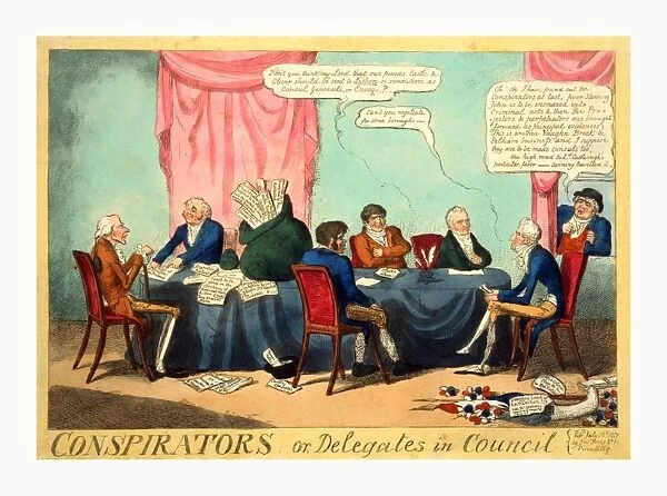 Conspirators; or, delegates in council, Cruikshank, George, 1792-1878, artist, engraving