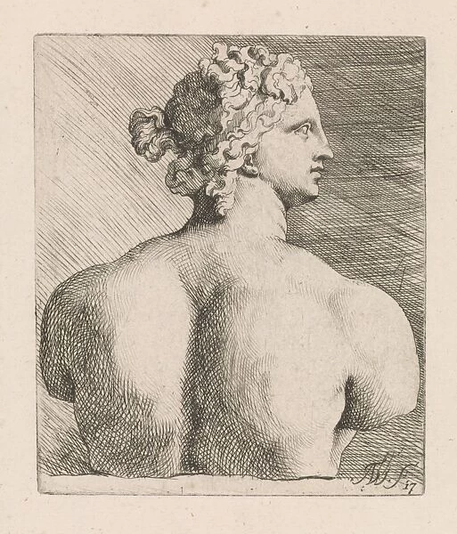 Copy of the classical sculpture of Venus de Medici, seen from the back, head to the right