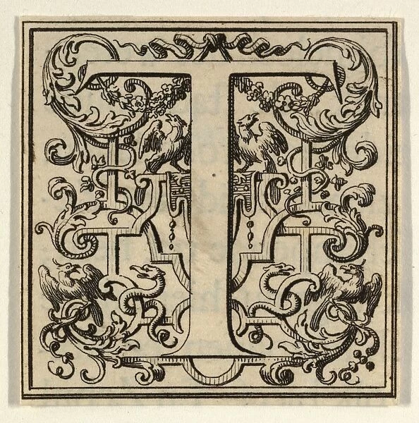 Drawings Prints, Print, Roman, Alphabet, letter, T, Louis, XIV, decoration, Artist