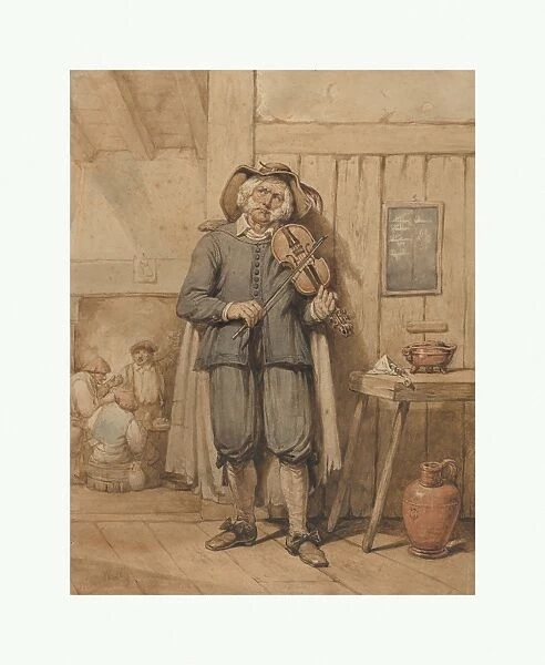 Fiddler Tavern Three Men Background mid-19th century