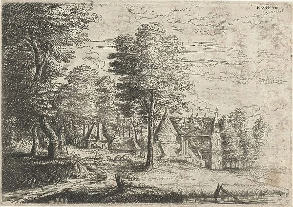 Landscape with a shepherd and his flock, Philips Augustinian Immenraet, Frans van