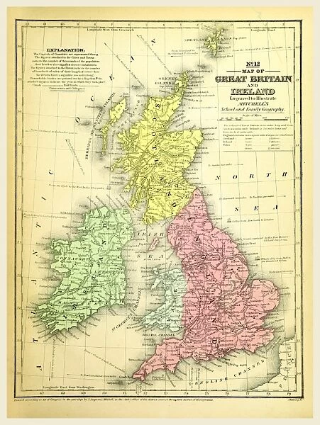 Map of Great Britain and Ireland, 19th century engraving