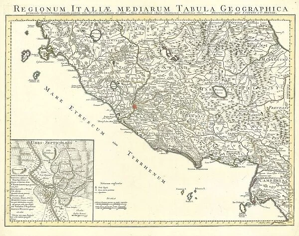 Map Regionum Italiae mediarum tabula geographica pernoscendis histor