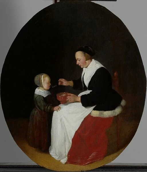 A Mother Feeding the Child Pap, Quiringh Gerritsz. van Brekelenkam, 1650 - 1668