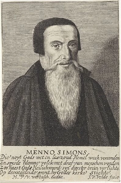 Portrait of Menno Simons, Jan van de Velde (II), Hans Passchiers van Wesbusch, 1623