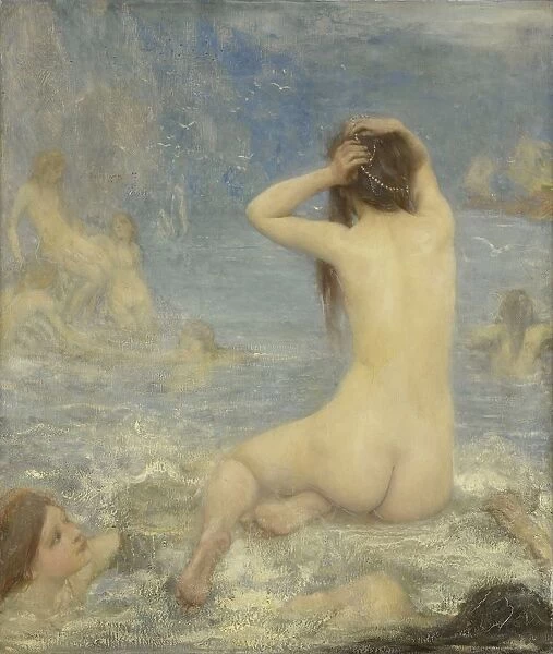 Sirens Swimming sitting naked girls rocks shore