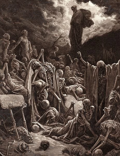 The Vision of the Valley of Dry Bones, Ezekiel by Gustave Dore. Dore, 1832 - 1883, French