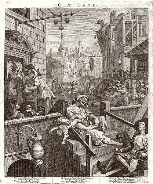 William Hogarth (English, 1697 - 1764), Gin Lane, 1751, etching and engraving