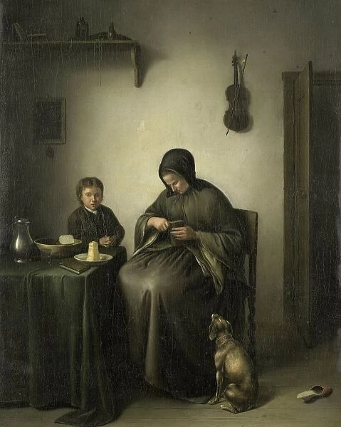 A Woman Slicing Bread Interior home woman cutting bread seated