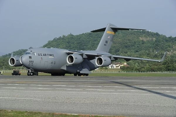 A C-17 Globemaster III of the U. S. Air Force at Langkawi Airport, Malaysia