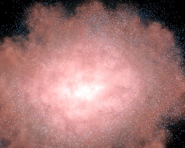 Concept of what a dusty and bright galaxy might look like close up if viewed in infrared