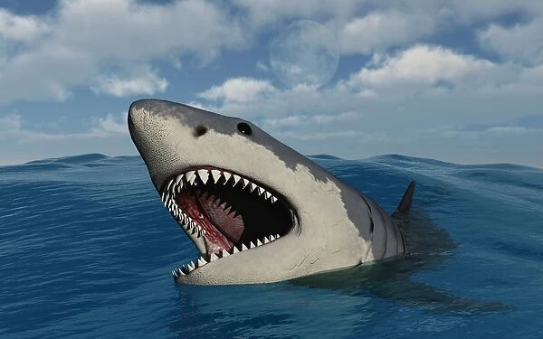 A giant Megalodon shark