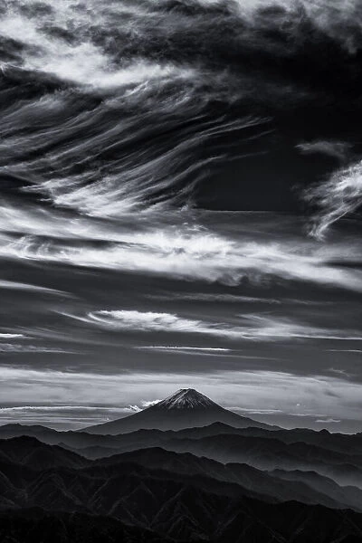 Expressive clouds and Mt. Fuji