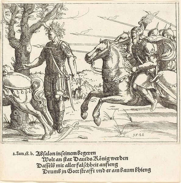 Absalom Slain by Joab, 1548. Creator: Augustin Hirschvogel