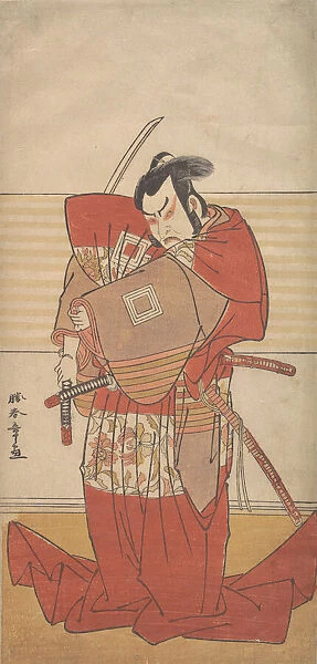 The Actor Ishikawa Danjuro V Performing a Shibaroku Act with a Drawn Sword in His Hand... ca. 1781. Creator: Shunsho