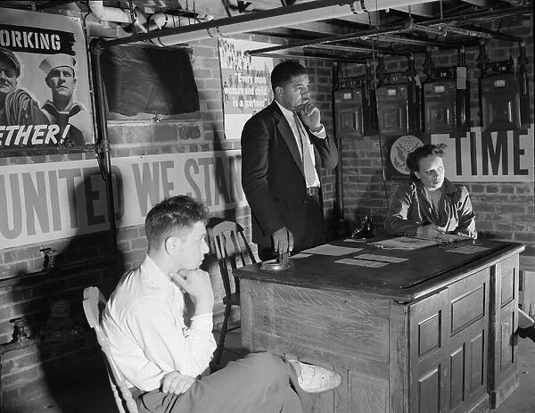 Air raid wardens meeting in zone nine, Southwest area, Washington, D. C, 1942. Creator: Gordon Parks