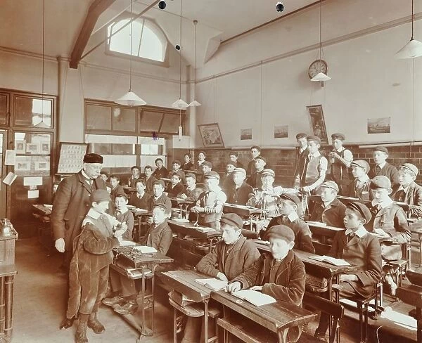 Boys laying the phylacteries, Jews Free School, Stepney, London, 1908