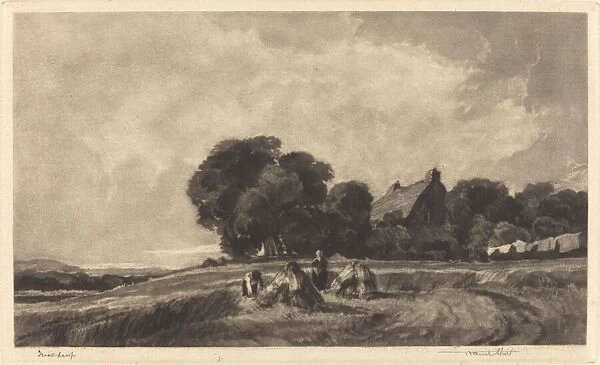 Cottage and Harvesters, 1907. Creator: Frank Short