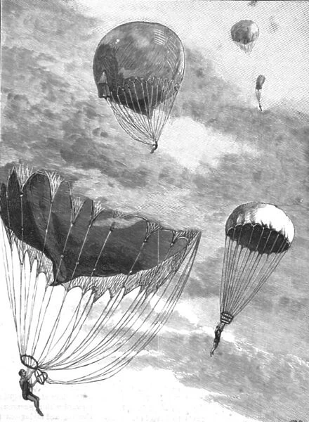 The Descent from a Balloon at the Alexandra Palace, 1888. Creator: Unknown