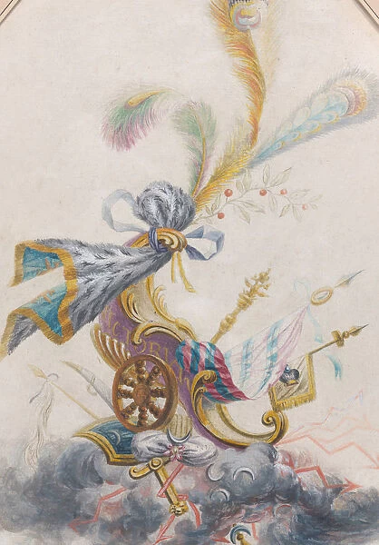 Design for a Lampas Silk with a Triumphal Chariot on a Cloud, ca. 1770-75