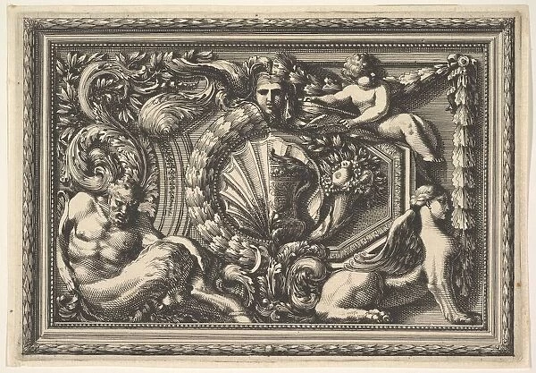 Design for a Panel with Two Variants containing a Satyr and a Sphynx, from: Pannea