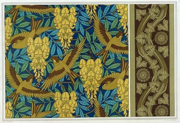 Designs for Birds and Wisteria Hanging and wallpaper border with Lizards and Ivy, pub