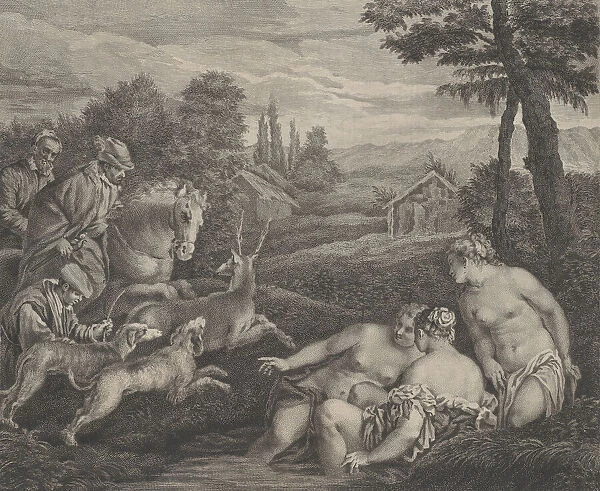 Diane et Acteon changeen Cerf, ca. 1742. Creator: Etienne Fessard