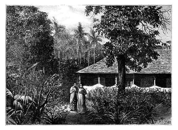 Dutch house in Ternate, Indonesia, 19th century. Artist: Mesples