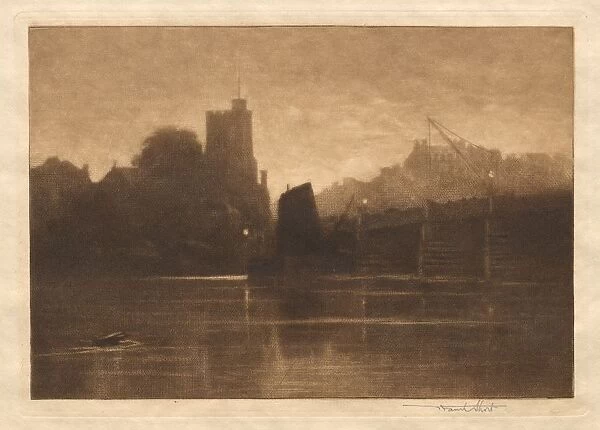 Ebb Tide, Putney Bridge, 1885. Creator: Frank Short (British, 1857-1945)