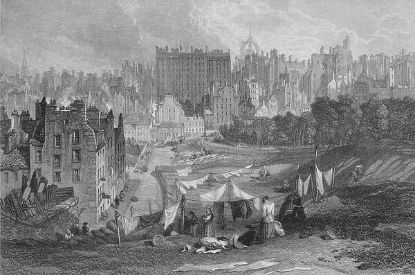Edinburgh Old Town from Princes Street, 1841. Artist: Thomas Dobbie