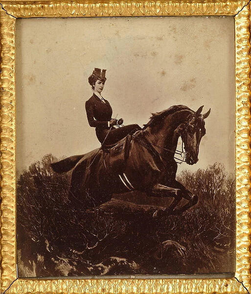 Empress Elisabeth on horseback, c. 1890. Creator: Anonymous