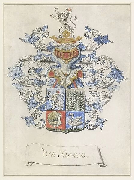 Family crest, possibly of the genus of Zaanen, 1600-1749. Creator: Anon