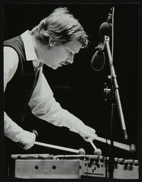 Gary Burton playing the vibraphone at the Forum Theatre, Hatfield, Hertfordshire, 25 November 1980